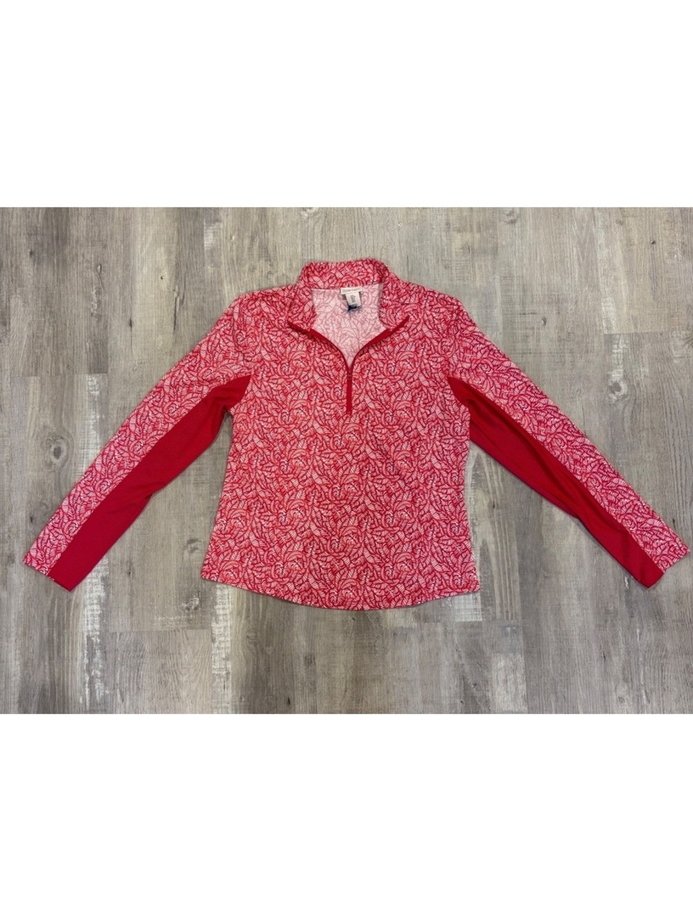 Large Tommy Bahama Racquet and Paddle Athletic Mesh Sun Shirt Hot Pink Pattern